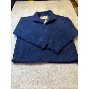 Alpine Design Womens S Vintage Blue 1/4 Snap Sherpa Pullover Fleece Jacket NWT
